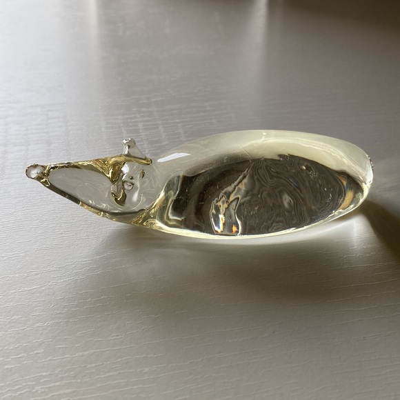 Vintage Glass Rat Mouse Paperweight Clear with slight gold tint blown glass art - Picture 3 of 11